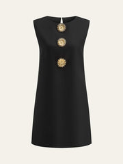 Metal Decor Sleeveless Mini Dress