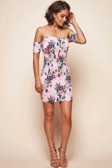 Ester Smocked Floral Mini Dress Pink