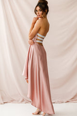 Belle Strapless High-Low Hem Dress Mocha