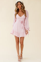 Make Memories Balloon Sleeve Molded Bust Dress Blush