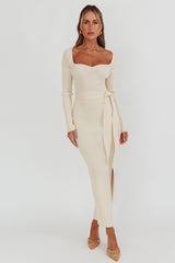 Twilight Moments Long Sleeve Knit Dress Cream