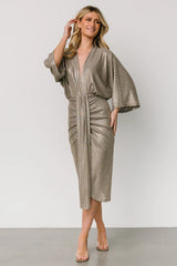 Ciara Ruched Midi Dress | Silver Metallic