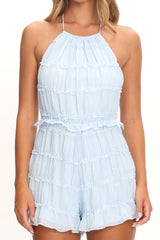 Hannita Smocked Halter Romper Blue