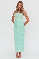 Love & Honor Textured Floral Maxi Dress Sage