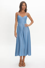 Take It All Cami Strap Midi Dress Light Blue