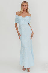 Fairytales Off-Shoulder Jacquard Maxi Dress Blue