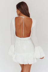 Promise Bubble Hem Open Back Mini Dress White