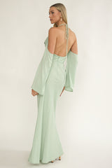 Solenne Cowl Neck Cold Shoulder Maxi Dress Sage