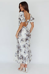 Brigita Tied Back Maxi Dress Floral Blue