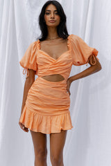 Mariel Puff Sleeve Crossover Bust Tied Back Mini Dress Mango