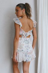 Barcelona Tied Back Mini Dress Floral White