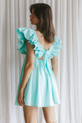 Marlina Ruffle Sleeve Babydoll Mini Dress Mint