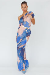 Tumi Short Sleeve Maxi Dress Printed Beige