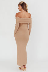 Winter Wonder Off-Shoulder Knit Maxi Dress Mocha