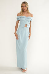 Maelie Column Maxi Skirt Blue