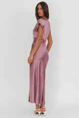 Larelle One-Sleeve Front Split Maxi Dress Grape