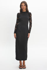 Lucha Lace Sleeve Maxi Dress Black