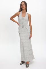 Duma Halterneck Knit Top Light Grey