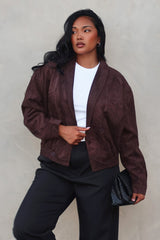 Rampage Faux Suede Blouson Jacket Chocolate