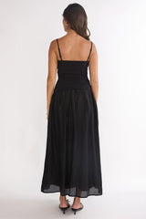 Tobi Square Neck A-Line Maxi Dress Black