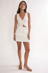 Maribelis Lace Trim Mini Skirt White