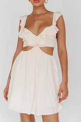 Revel Ruffle Trim Cut-Out Waist Dress Ivory