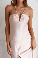 Venetia Diamante Strap Midi Dress Blush