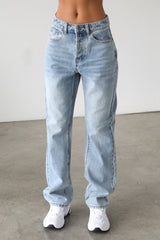 DOGMA Classic High Rise Straight Leg Denim Jeans Light Wash
