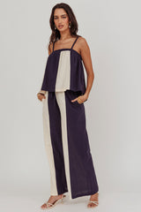 Dream Girl Contrast Wide Leg Pant Midnight
