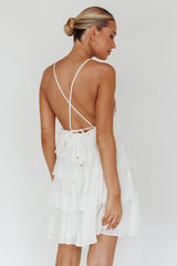 Dellia Tiered Ruffle Mini Dress Off White
