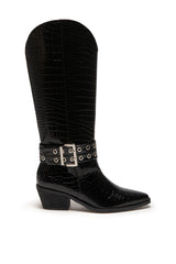 THERAPY Maiden Cowboy Boot Black Patent Croc