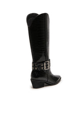 THERAPY Maiden Cowboy Boot Black Patent Croc