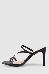 VERALi Kipper Block Heel Mules Black Smooth