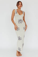 Sunland Knit Maxi Dress Flower Cream