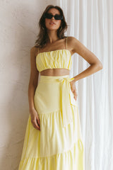 Bondi Gathered Crop Top Lemon