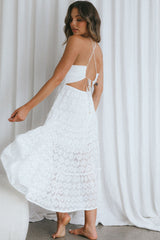 Just Cruise Cut-Out Bodice Midi Dress White