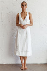 Elias Decorative Stitch Midi Dress White