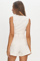 Jazelle Button-Up Mini Romper White