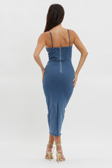 Lenni Denim Midi Dress Dark Blue