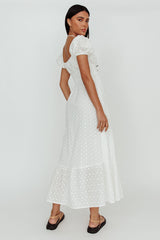 Sia Puff Sleeve Eyelet Maxi Dress White
