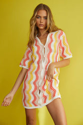 Glennon Crochet Shirt Dress Pink