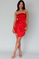 Eyes For You Waist Tie Mini Dress Red