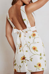 Walking On Sunshine Tied Back Mini Dress Sunflower