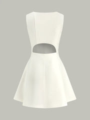 Asymmetric Neckline Flare Dress