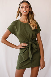 Kenya Tie Front T-Shirt Dress Khaki