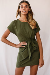 Kenya Tie Front T-Shirt Dress Khaki