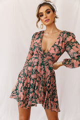 Wisteria Lane Long Sleeve Tea Dress Forest Green