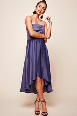 Mia Strapless A-Line Midi Dress Midnight Blue