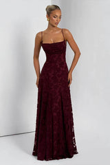 Chiffon Backless Spaghetti Strap Maxi Dress