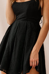 Hattie Pleated Lace-Up Back Dress Black